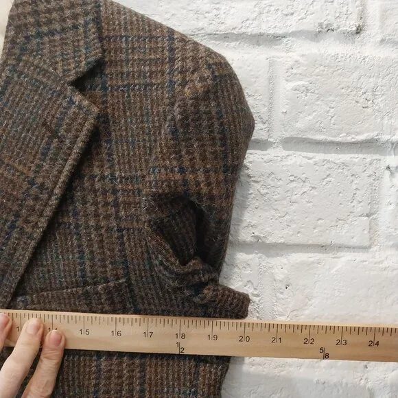 VTG Polo University Ralph Lauren Blazer 38 R Brown Plaid Scottish Tweed Blazer.